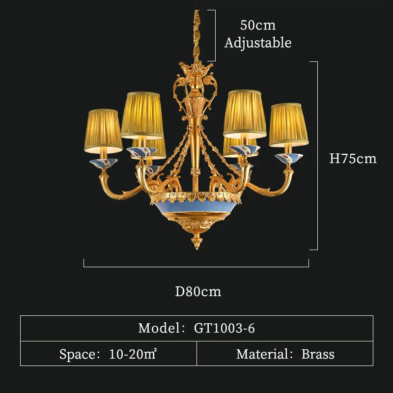 DINGFAN French All-Brass Carved Chandelier Hotel Creative Chandelier Villa Hall Luxury Art Chandelier