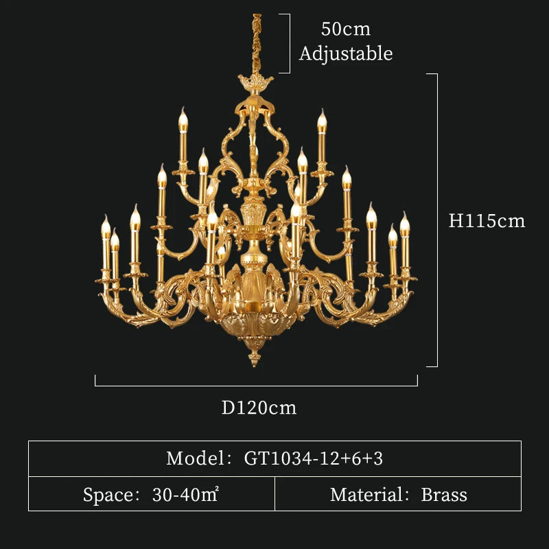 DINGFAN French Style Full Copper Candle Chandeliers  Home Luxury Decoration Halls, Villa Hotel Decorative Chandeliers