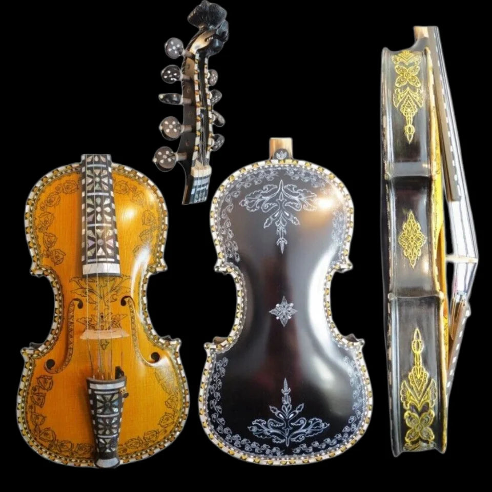 MMOOKA Deluxe hardanger Norwegian fiddle 4/4 violin 4*5 strings of professiona concert