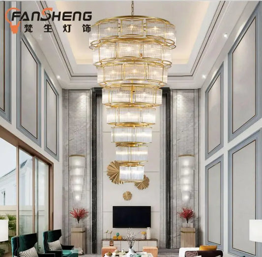 Designer villa hotel project custom chandelier post-modern minimalist creative circular multi-layer glass chandelier
