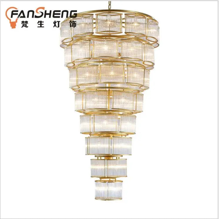 Designer villa hotel project custom chandelier post-modern minimalist creative circular multi-layer glass chandelier