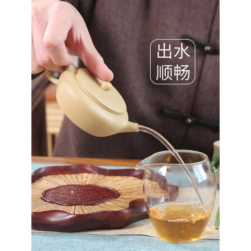 Deyuanchang Yixing Purple Clay Pot Handmade Benshan Green Clay Jade Pot Made by Senior Engineer Wu Shujuan Half-Handmade