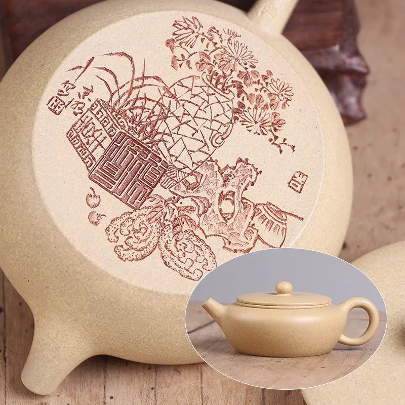 Deyuanchang Yixing Purple Clay Pot Handmade Benshan Green Clay Jade Pot Made by Senior Engineer Wu Shujuan Half-Handmade