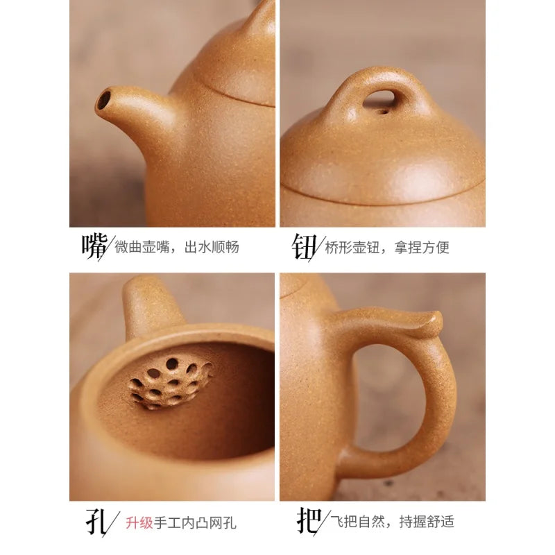 Deyuanchang Yixing Purple Clay Pot Handmade Raw Ore Golden Section Qin Quan Aid Xu Quanmin Half-Handmade Production
