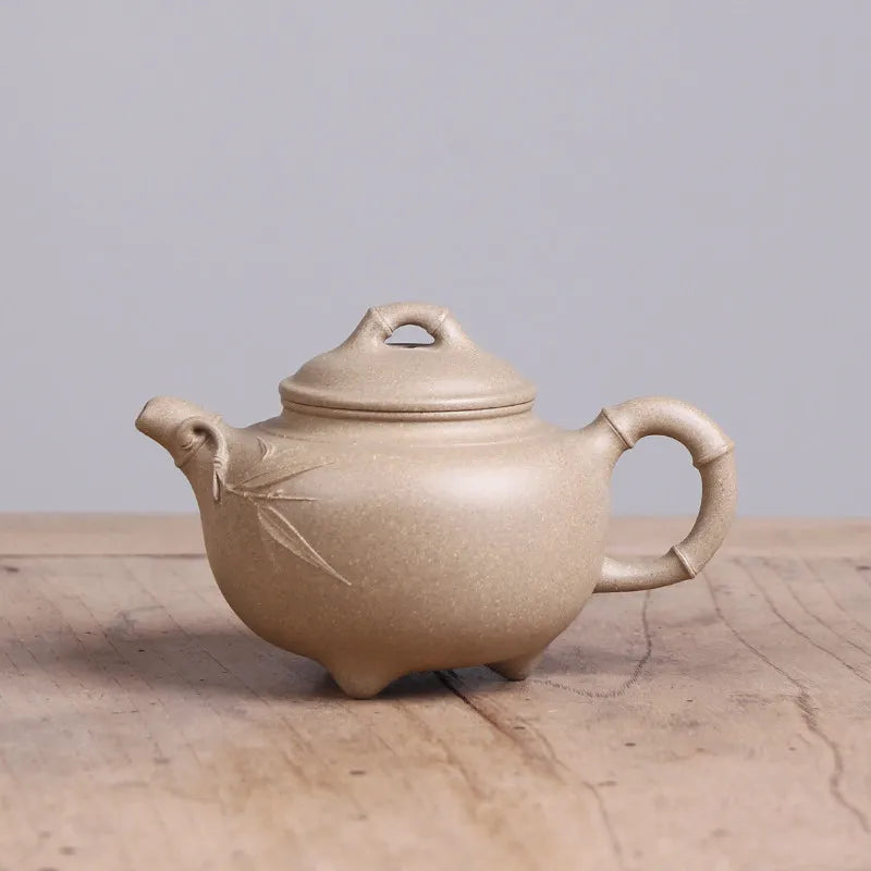 Deyuanchang Yixing Purple Clay Pot Handmade Raw Ore Green Section Three-Legged Bamboo Dinggao Gong Wu Shujuan Semi-Handmade