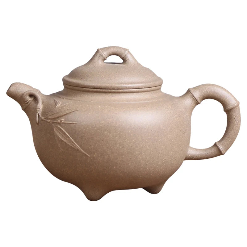 Deyuanchang Yixing Purple Clay Pot Handmade Raw Ore Green Section Three-Legged Bamboo Dinggao Gong Wu Shujuan Semi-Handmade