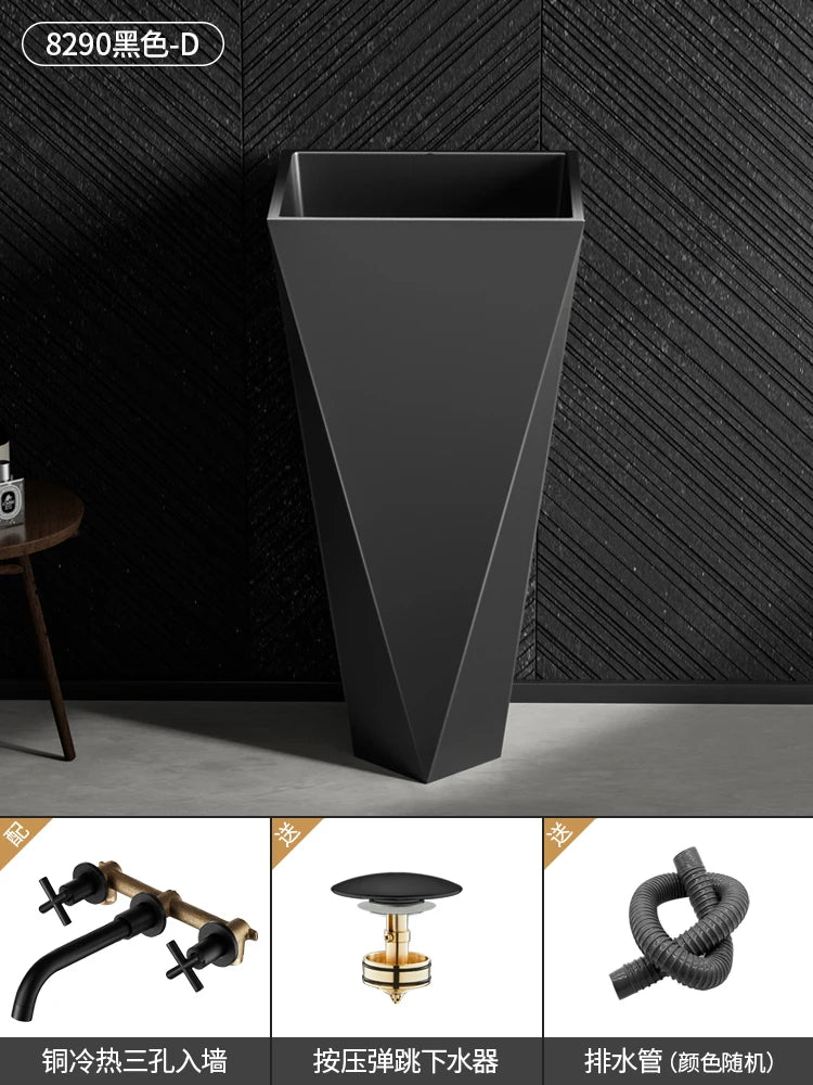 Diamond Vertical Wash Basin Industrial Style Bar Polygonal Floor Wash Basin Stainless Steel