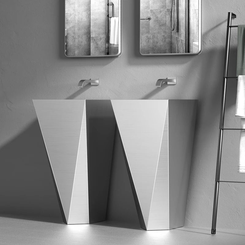 Diamond Vertical Wash Basin Industrial Style Bar Polygonal Floor Wash Basin Stainless Steel