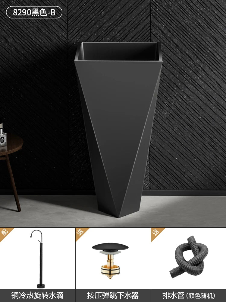 Diamond Vertical Wash Basin Industrial Style Bar Polygonal Floor Wash Basin Stainless Steel