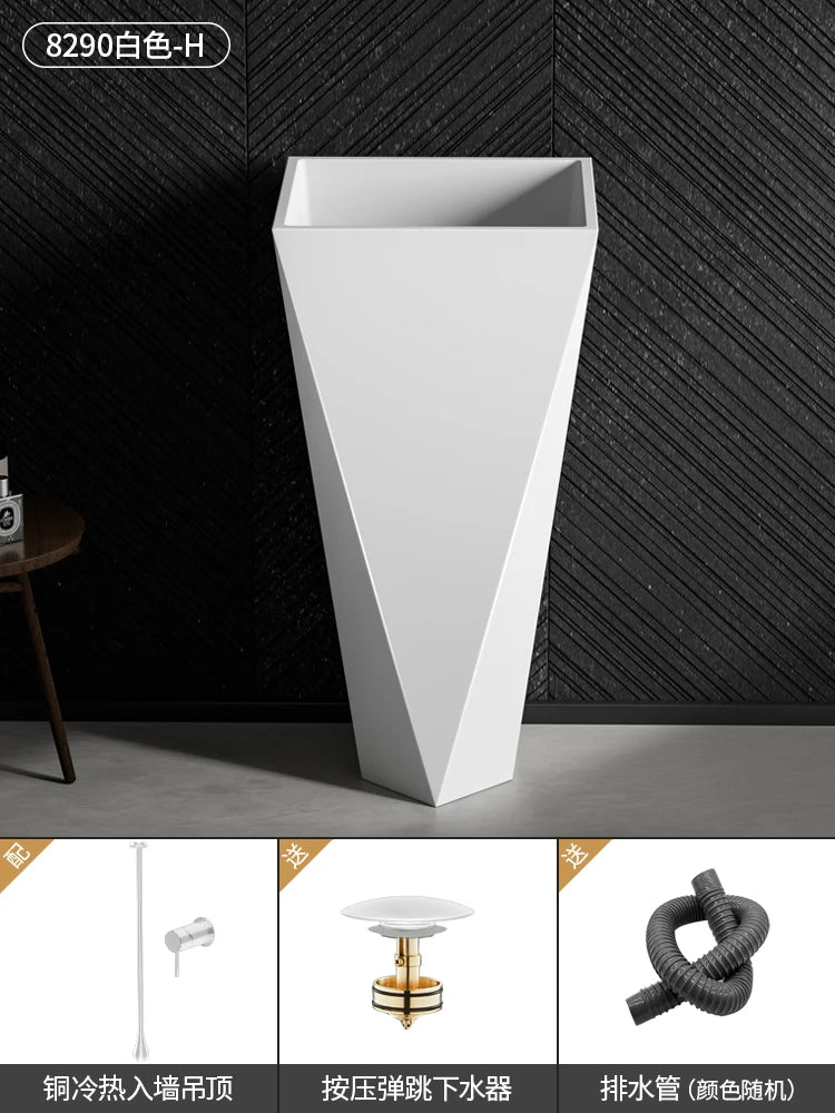 Diamond Vertical Wash Basin Industrial Style Bar Polygonal Floor Wash Basin Stainless Steel