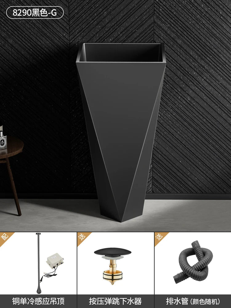 Diamond Vertical Wash Basin Industrial Style Bar Polygonal Floor Wash Basin Stainless Steel