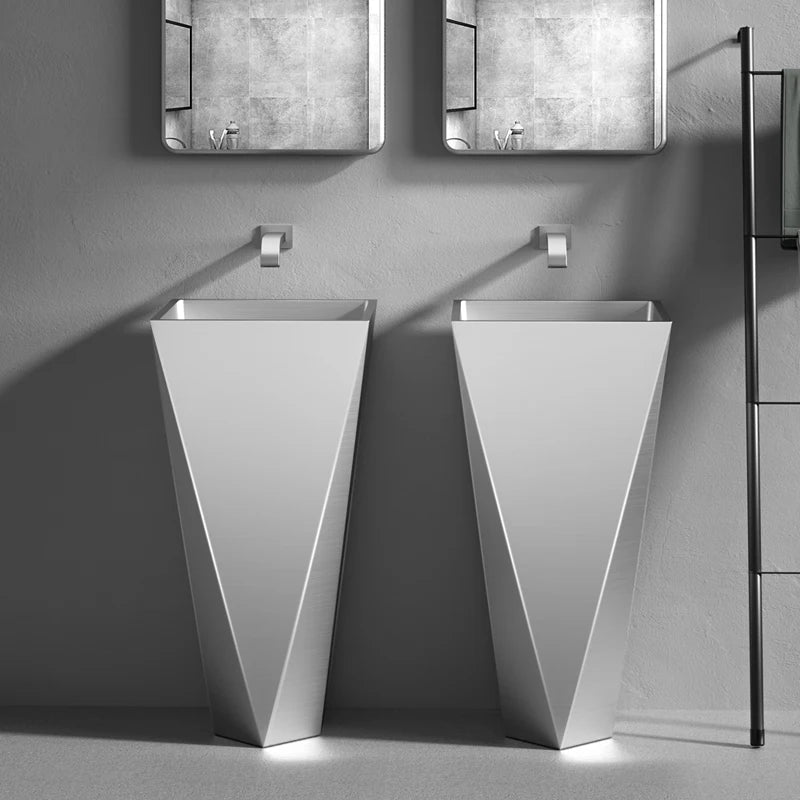 Diamond Vertical Wash Basin Industrial Style Bar Polygonal Floor Wash Basin Stainless Steel