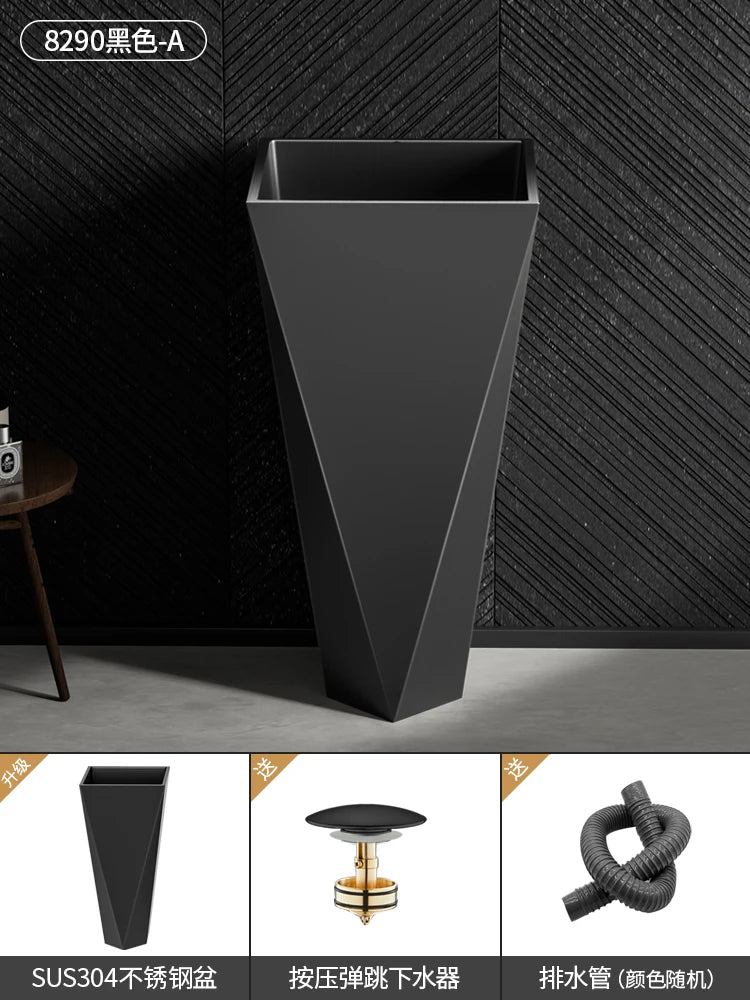 Diamond Vertical Wash Basin Industrial Style Bar Polygonal Floor Wash Basin Stainless Steel