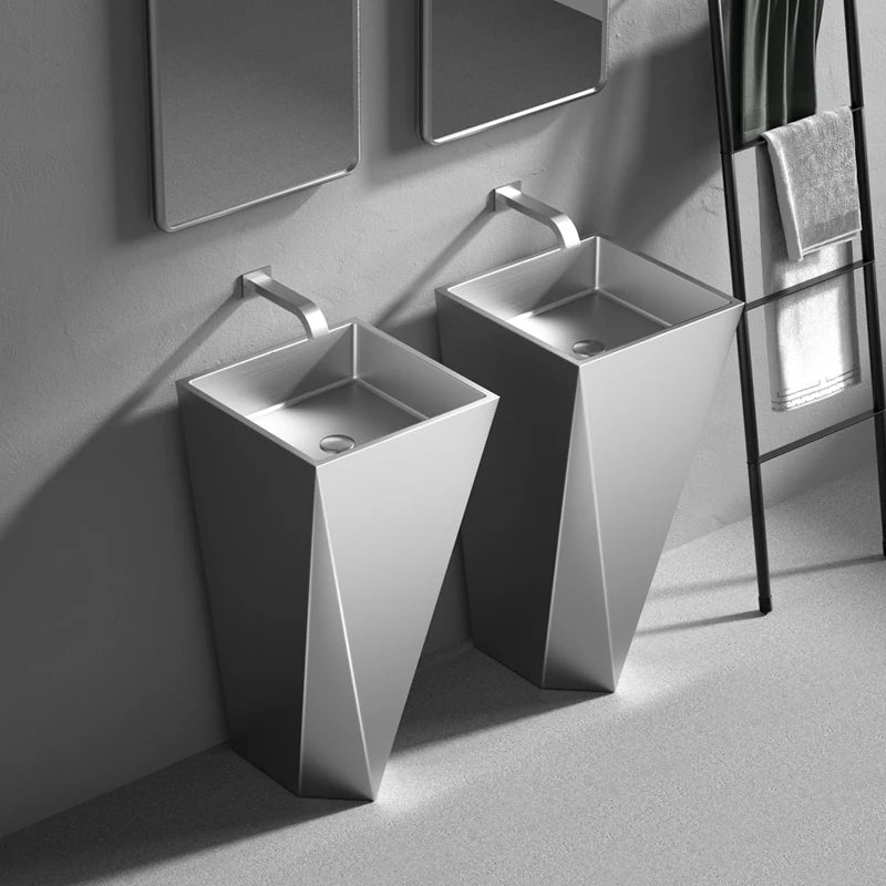 Diamond Vertical Wash Basin Industrial Style Bar Polygonal Floor Wash Basin Stainless Steel