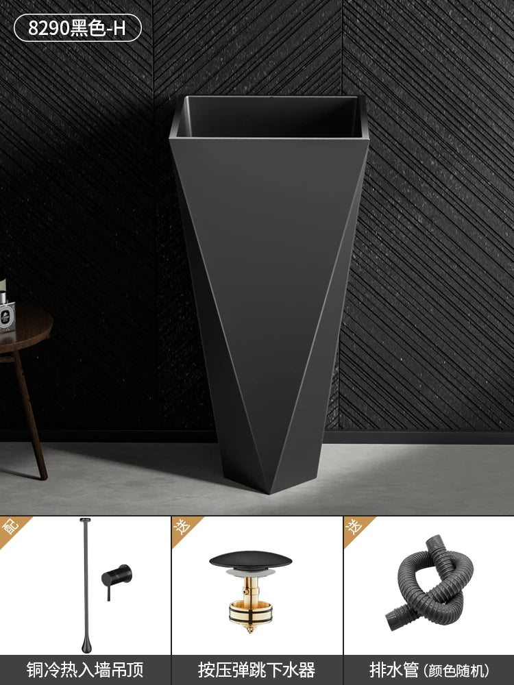 Diamond Vertical Wash Basin Industrial Style Bar Polygonal Floor Wash Basin Stainless Steel
