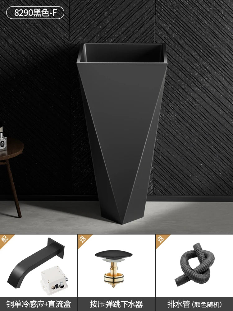 Diamond Vertical Wash Basin Industrial Style Bar Polygonal Floor Wash Basin Stainless Steel