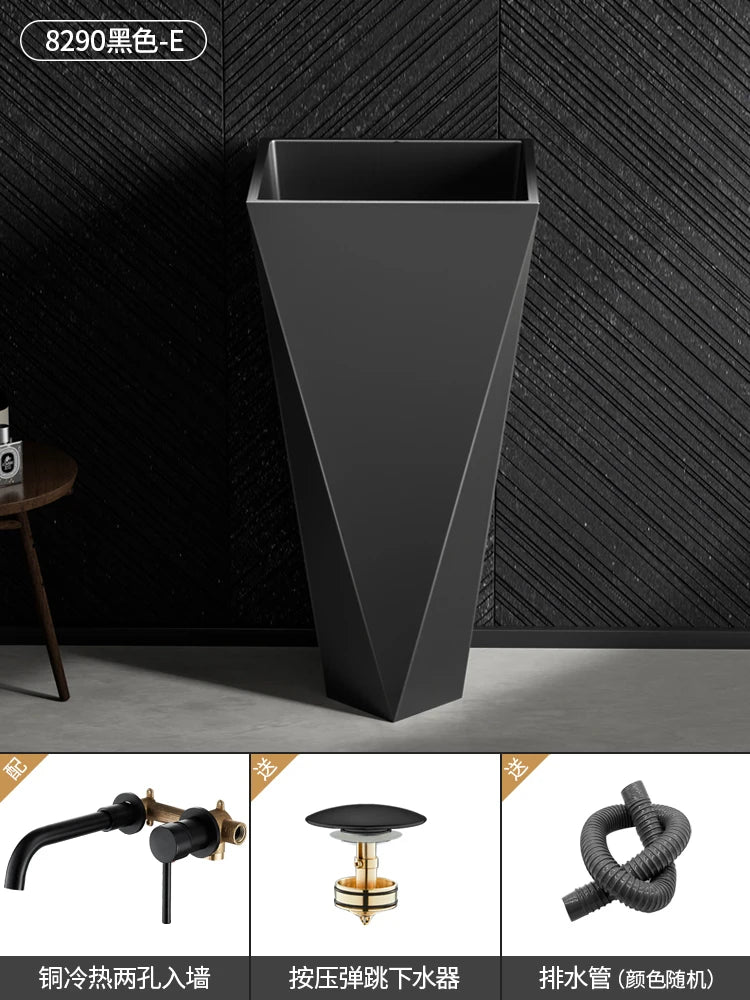 Diamond Vertical Wash Basin Industrial Style Bar Polygonal Floor Wash Basin Stainless Steel