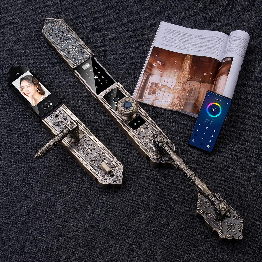 Digital Keypad Door Lock Biometric Fingerprint Intelligent  Push Pull Villa Smart