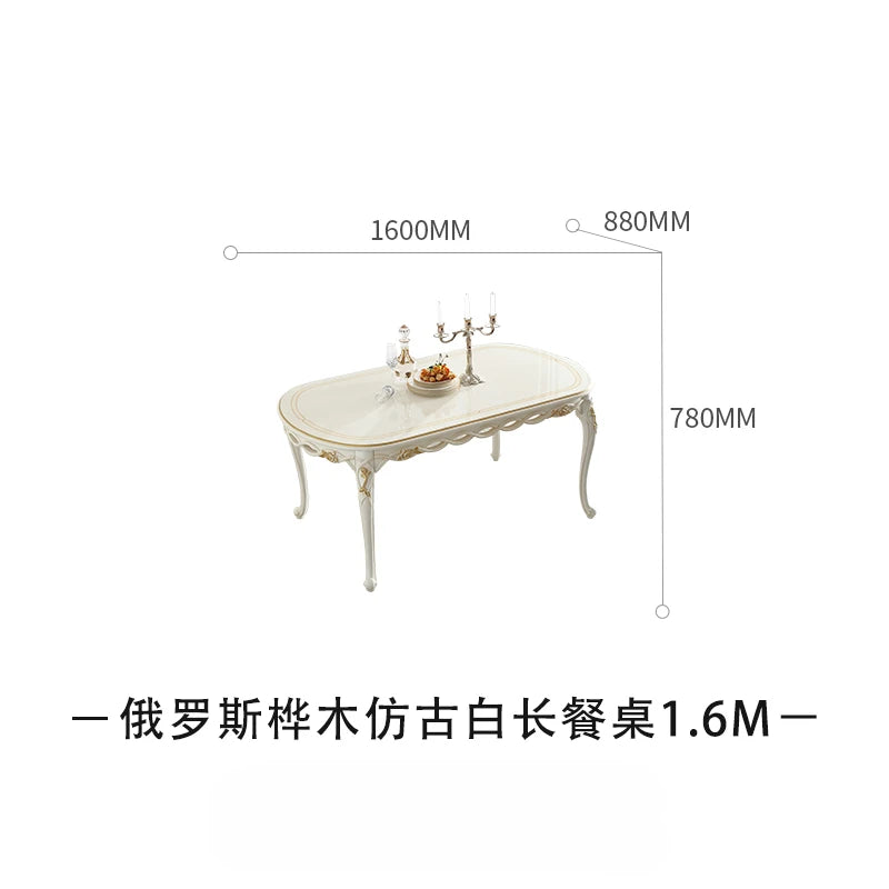 Dining table blue European oval 1.6M dining table and chairs combination furniture