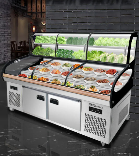 Dish display cabinet Cooked cold dishes refrigerated and fresh-keeping cabinet Commercial barbecue skewer ordering refrigerator