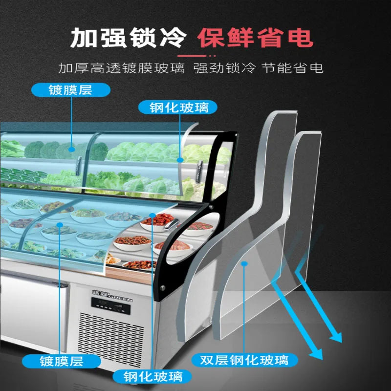 Dish display cabinet Cooked cold dishes refrigerated and fresh-keeping cabinet Commercial barbecue skewer ordering refrigerator