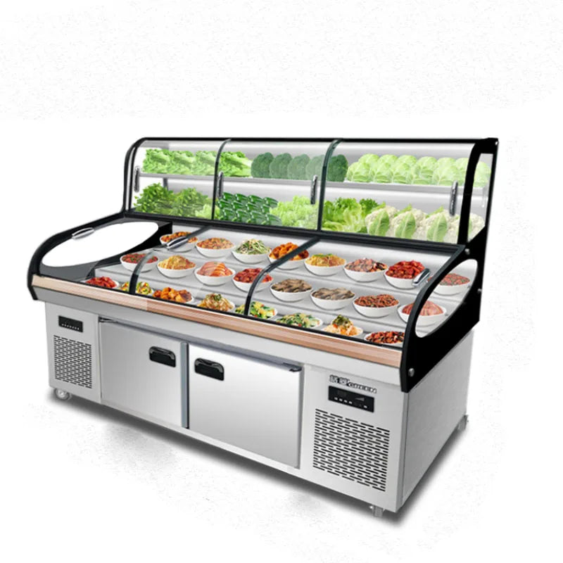 Dish display cabinet Cooked cold dishes refrigerated and fresh-keeping cabinet Commercial barbecue skewer ordering refrigerator