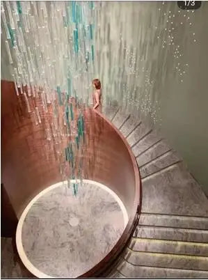 Double-story building hotel villa lobby corridor revolving staircase modern creative elegant shop decoration loft chandelier