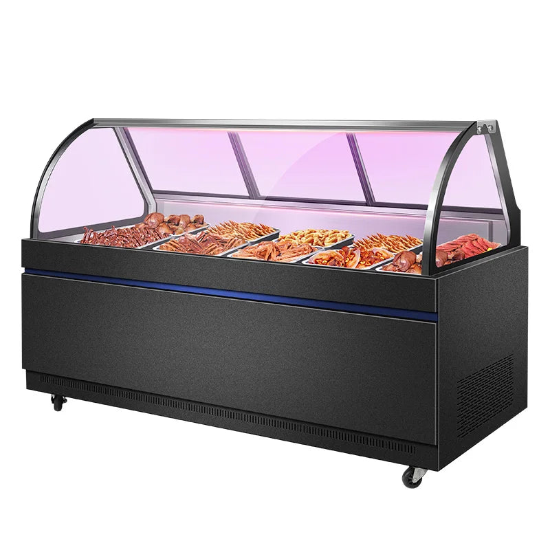 Double-temperature cooked food display cabinet duck neck cabinet commercial freezer refrigerated frozen pickled vegetables and c