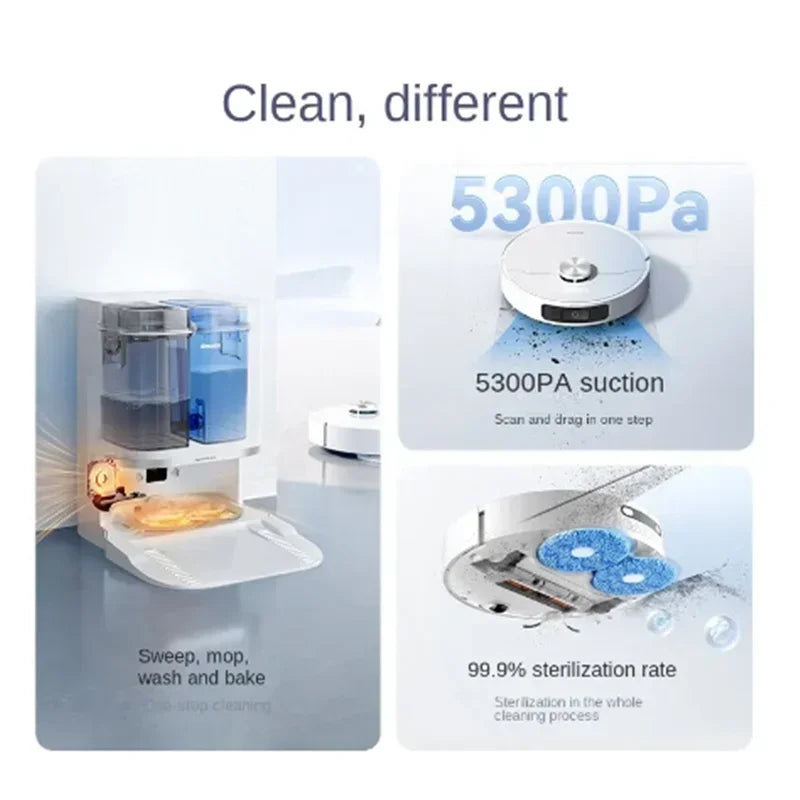 Dreame- Robot Vacuum Cleaner Bot W10s Pro,Carpet Recognition LCD Display Automatic Cleaning, Drying, Anti Hair Entanglement