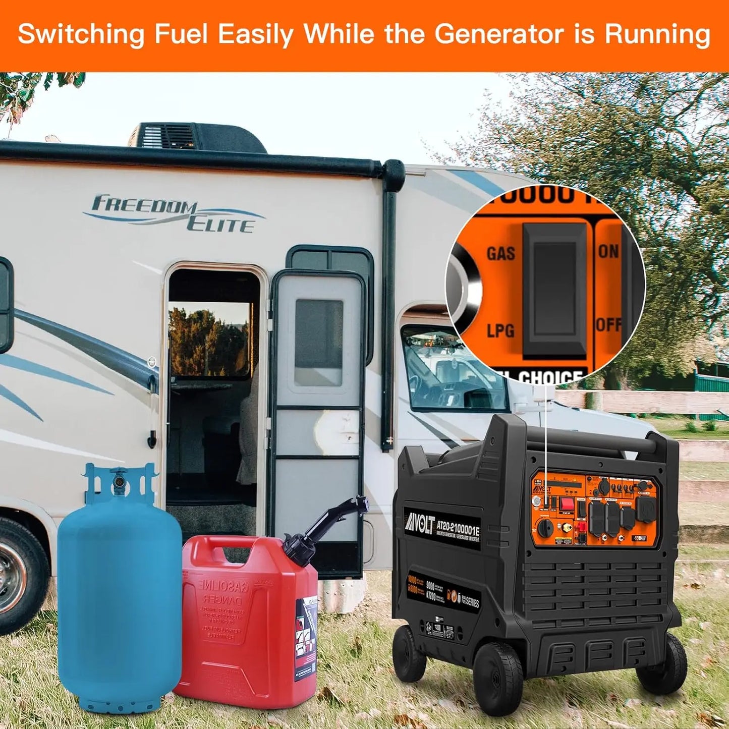 Dual Fuel Portable Inverter Generator 10000 Watts Gas or Propane Powered Home Back Up Electric Start Inverter Generator