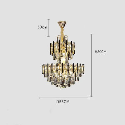 Duplex Building Large Chandeliers Hotel Lobby Simple Postmodern Light Luxury Staircase Crystal Chandelier Villa Living Room Lamp