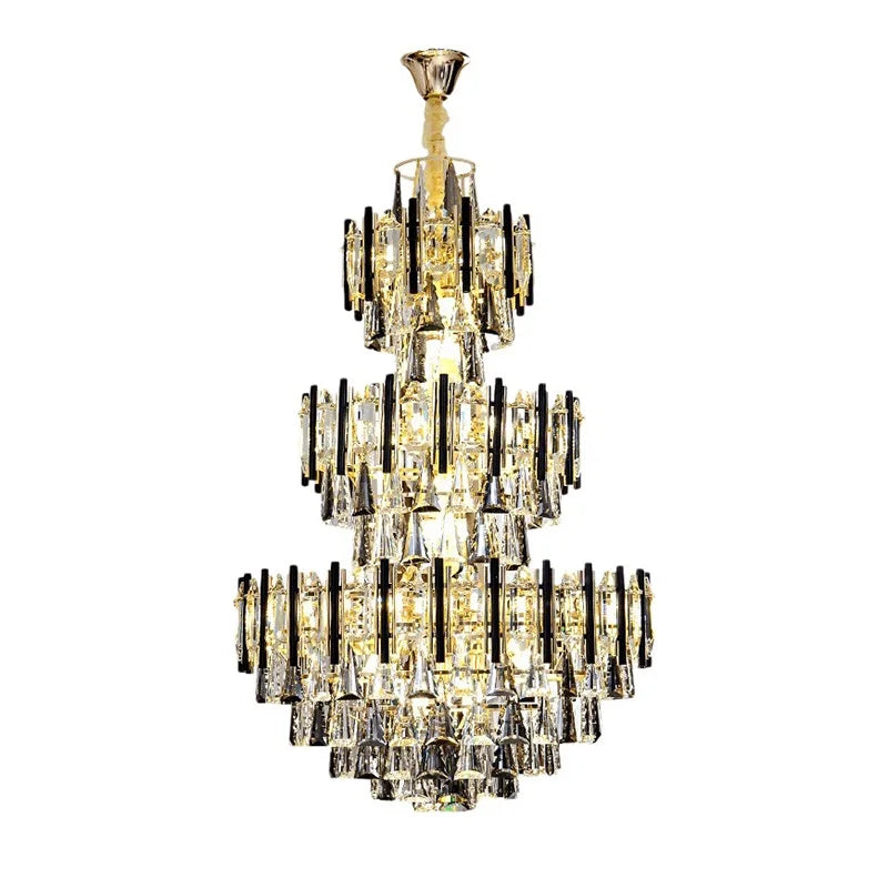 Duplex Building Large Chandeliers Hotel Lobby Simple Postmodern Light Luxury Staircase Crystal Chandelier Villa Living Room Lamp