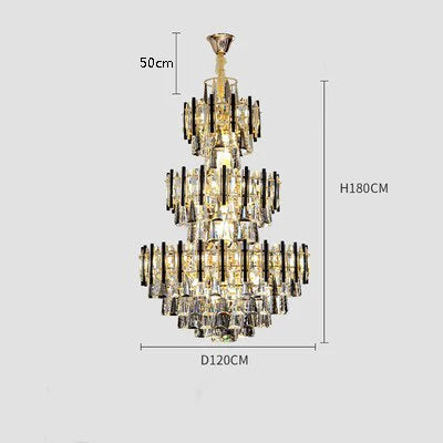 Duplex Building Large Chandeliers Hotel Lobby Simple Postmodern Light Luxury Staircase Crystal Chandelier Villa Living Room Lamp