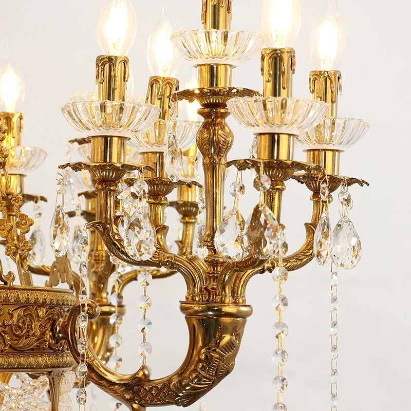 Duplex Building Villa Chandelier Lobby Living Room Dining Room and Study Room Stairs Copper Crystal Lamps