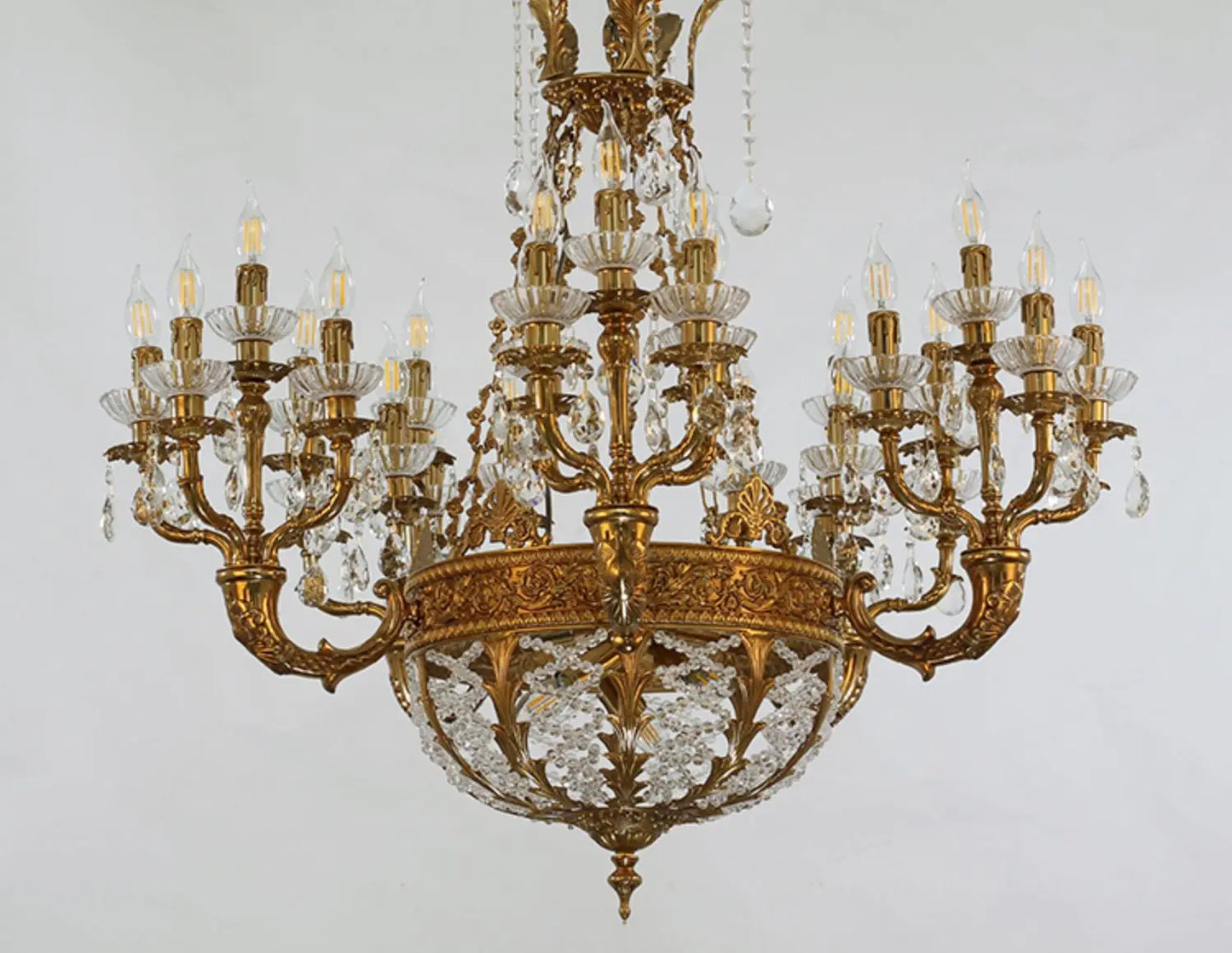 Duplex Building Villa Chandelier Lobby Living Room Dining Room and Study Room Stairs Copper Crystal Lamps