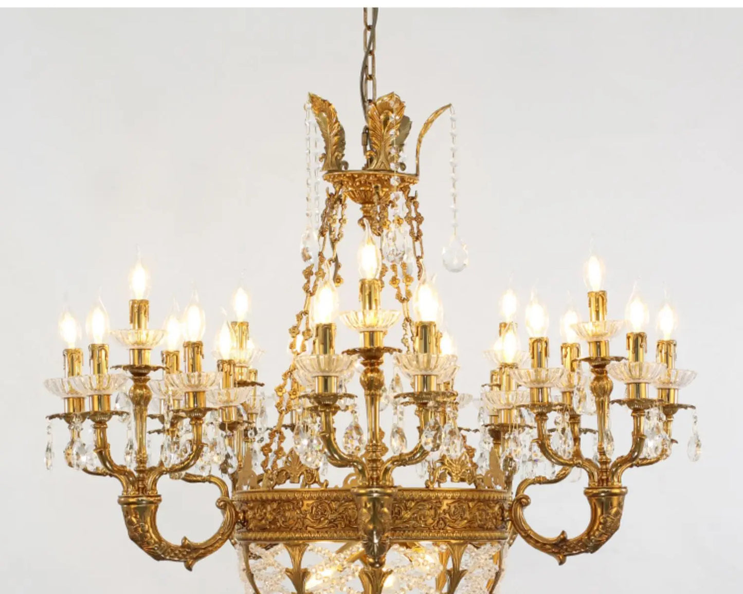 Duplex Building Villa Chandelier Lobby Living Room Dining Room and Study Room Stairs Copper Crystal Lamps