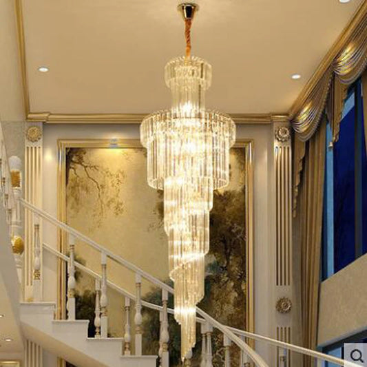 Duplex Grand Chandelier Luxury Villa Staircase Chandelier Long Chandelier Modern Minimalist Hotel Project Restaurant Crystal LED