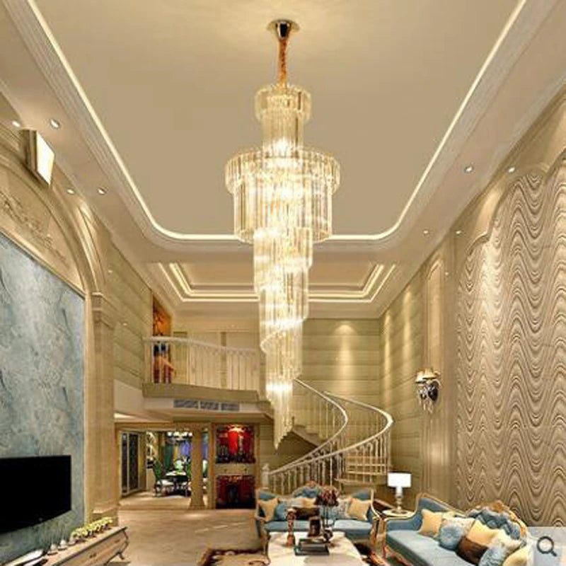 Duplex Grand Chandelier Luxury Villa Staircase Chandelier Long Chandelier Modern Minimalist Hotel Project Restaurant Crystal LED