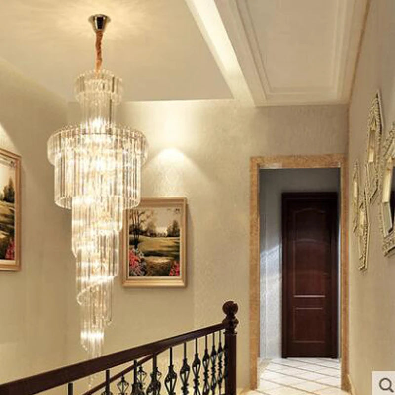 Duplex Grand Chandelier Luxury Villa Staircase Chandelier Long Chandelier Modern Minimalist Hotel Project Restaurant Crystal LED
