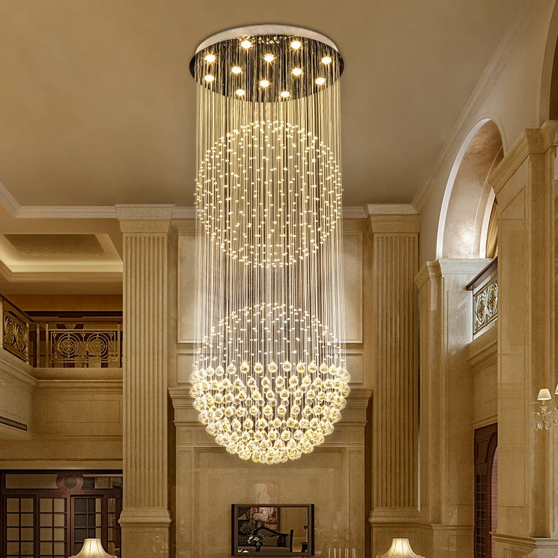 Duplex Staircase Chandelier Villa Building Middle Floor Living Room Chandelier Staircase Creative Dining Room Crystal Chandelier