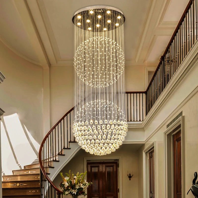 Duplex Staircase Chandelier Villa Building Middle Floor Living Room Chandelier Staircase Creative Dining Room Crystal Chandelier