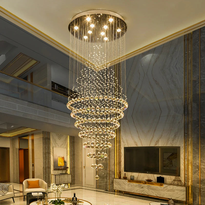 Duplex Staircase Chandelier Villa Club Living Room Chandelier Middle Floor Restaurant Chandelier Postmodern Crystal Chandelier