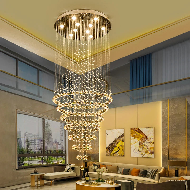Duplex Staircase Chandelier Villa Club Living Room Chandelier Middle Floor Restaurant Chandelier Postmodern Crystal Chandelier