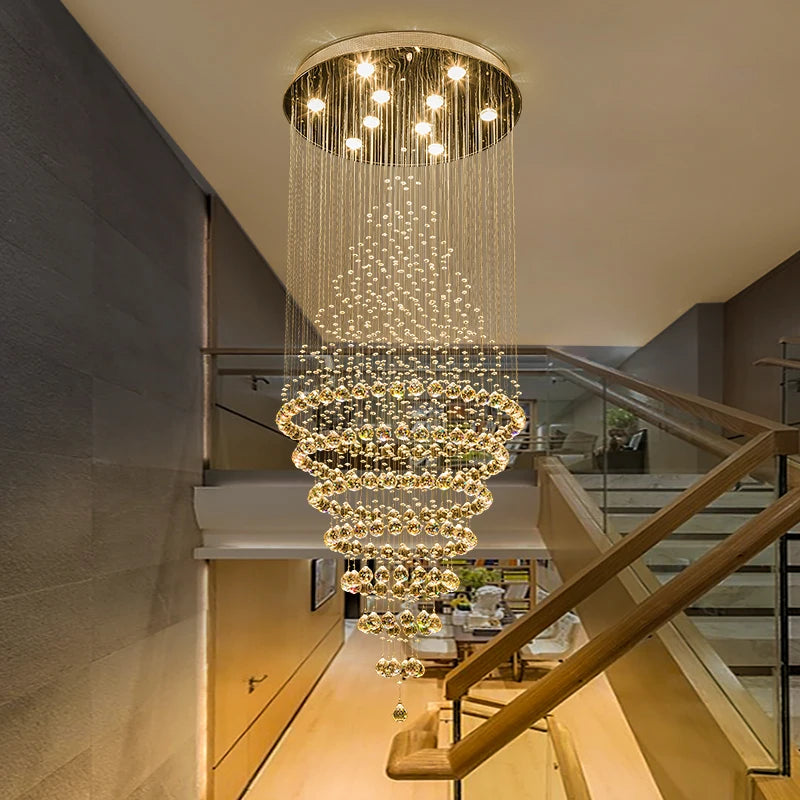 Duplex Staircase Chandelier Villa Club Living Room Chandelier Middle Floor Restaurant Chandelier Postmodern Crystal Chandelier