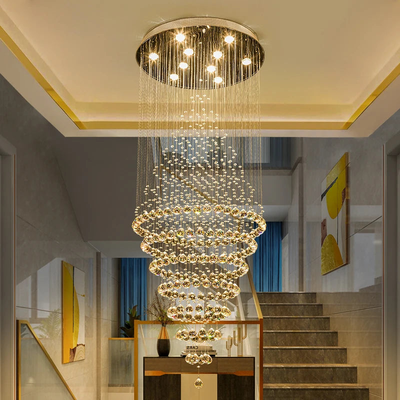 Duplex Staircase Chandelier Villa Club Living Room Chandelier Middle Floor Restaurant Chandelier Postmodern Crystal Chandelier