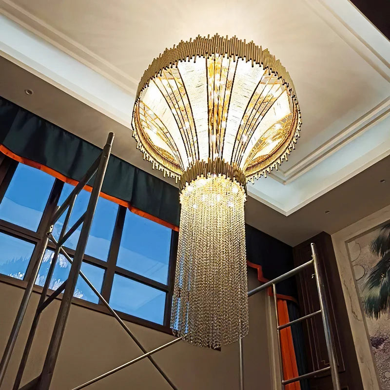 Duplex building villa chandelier SCALA LUXXU luxury crystal jumping hotel lobby stair lamp