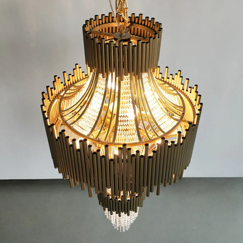 Duplex building villa chandelier SCALA LUXXU luxury crystal jumping hotel lobby stair lamp