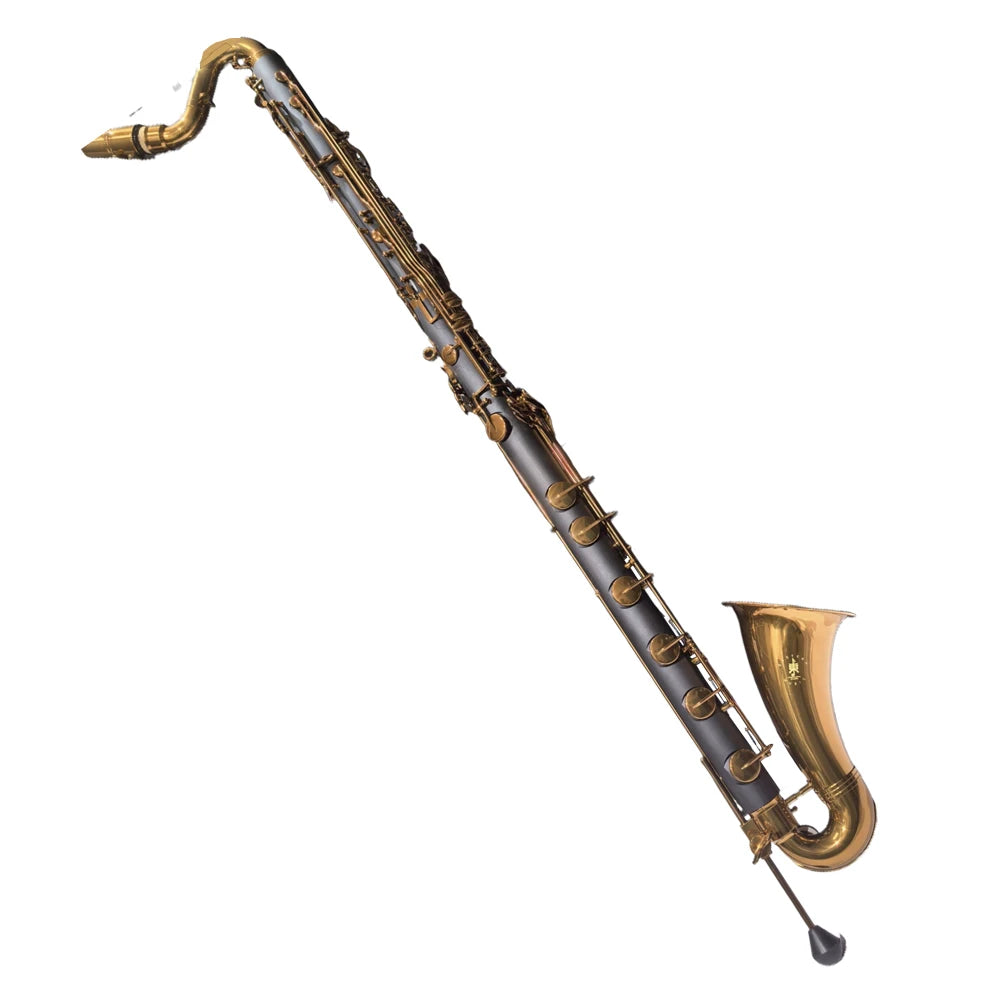Eastern music B flat hard rubber bass clarinet Low C with vintage lacquered keys