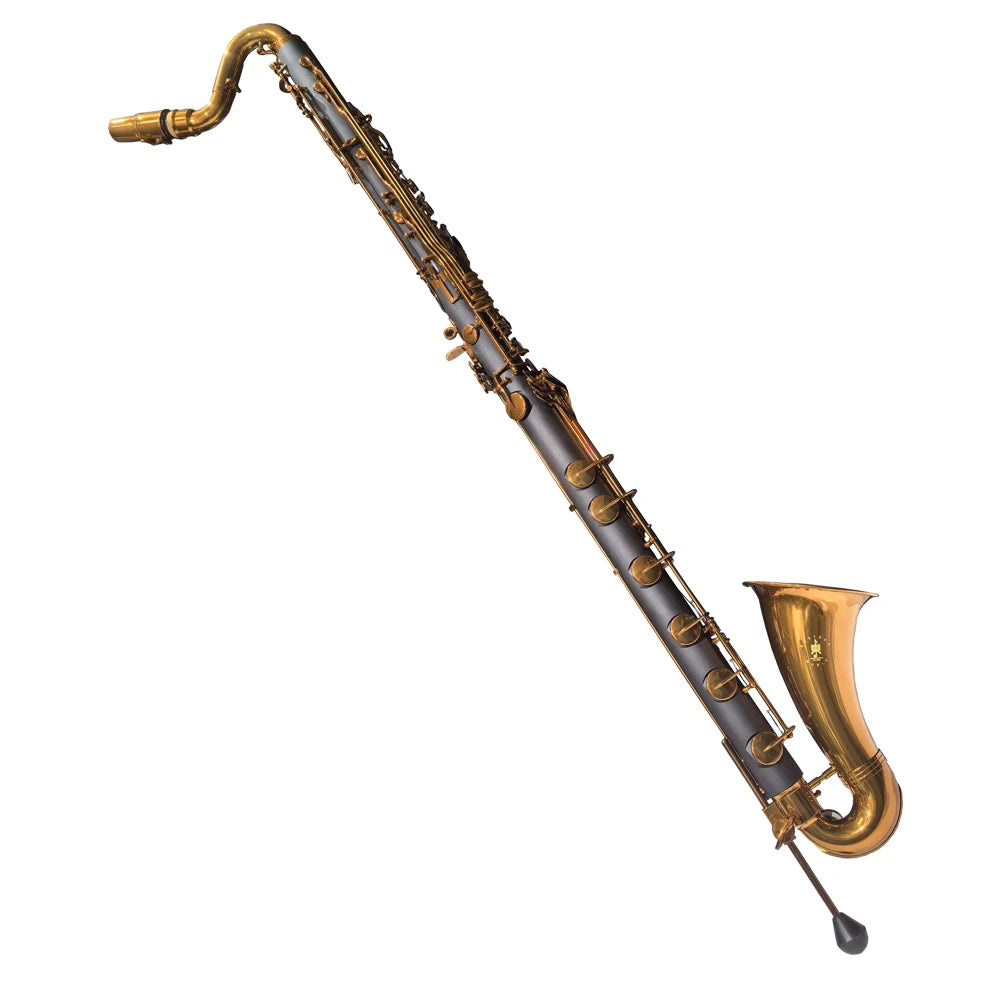 Eastern music B flat hard rubber bass clarinet Low C with vintage lacquered keys