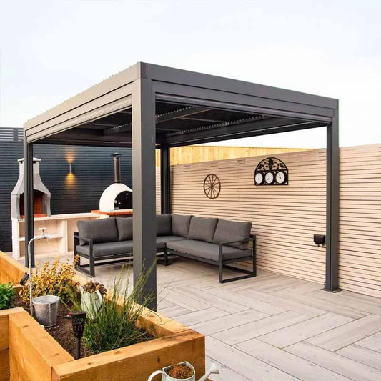 Easy Install Factory Patio Louver Panel Rainproof Outdoor Motorized Adjustable Gazebo Bioclimatic Louvered Aluminum Pergola